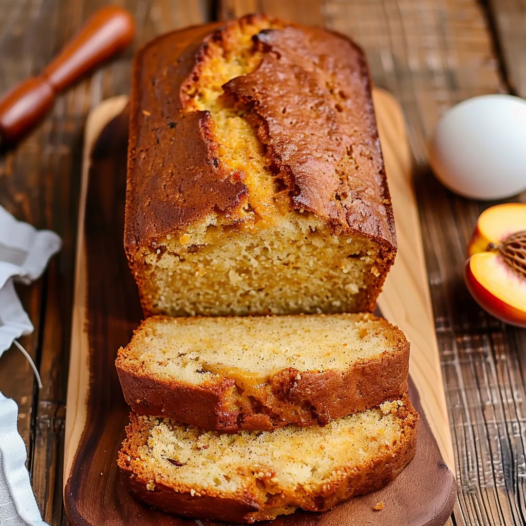 A loaf of bread with a wooden cutting board.