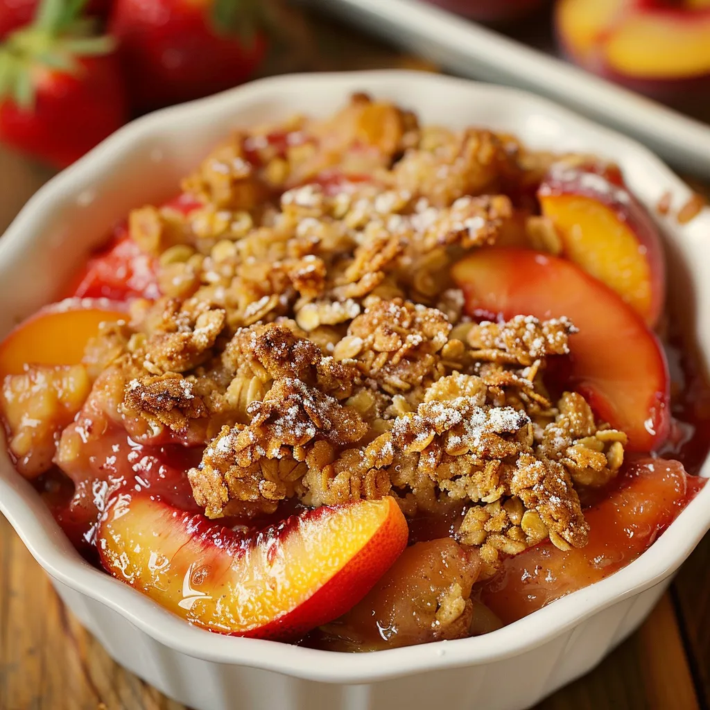 A bowl of fruit with a spoon in it.