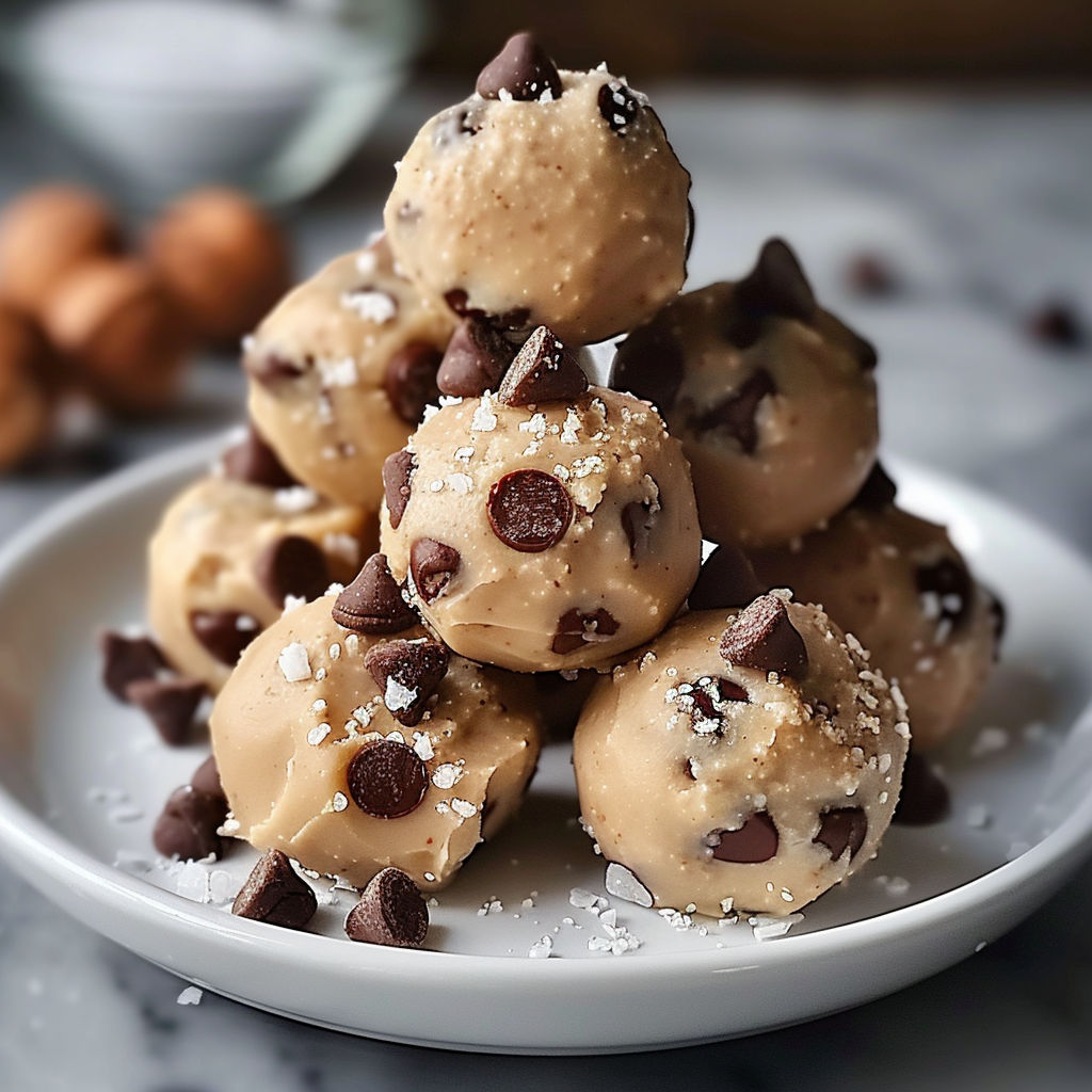 A plate of chocolate chip cookies.