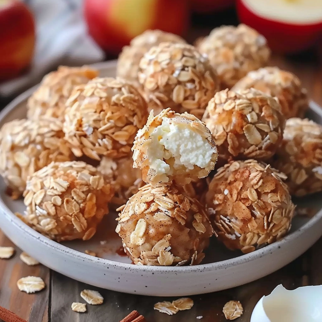 A plate of cinnamon apple cottage cheese bites.