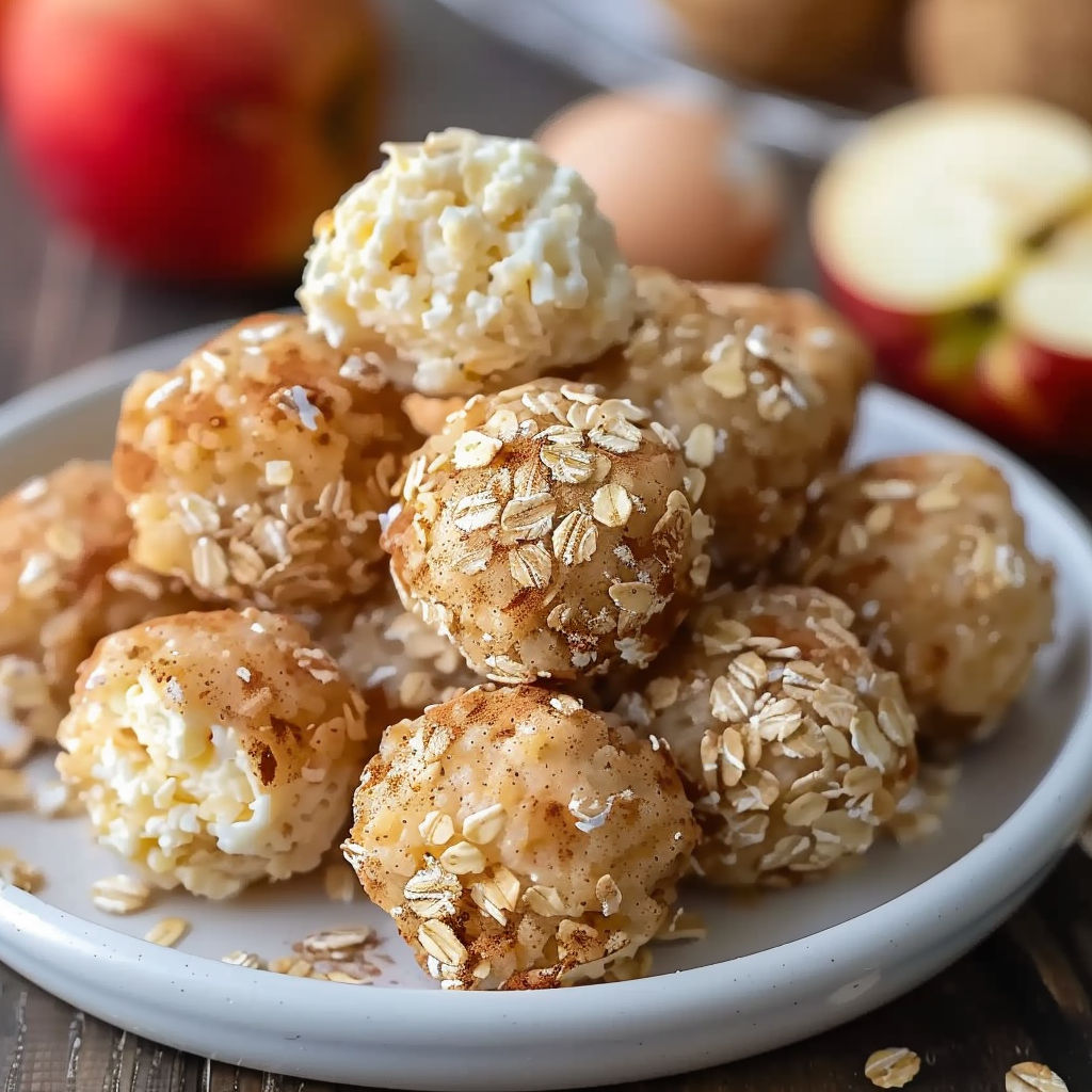 A plate of cinnamon apple cottage cheese bites.