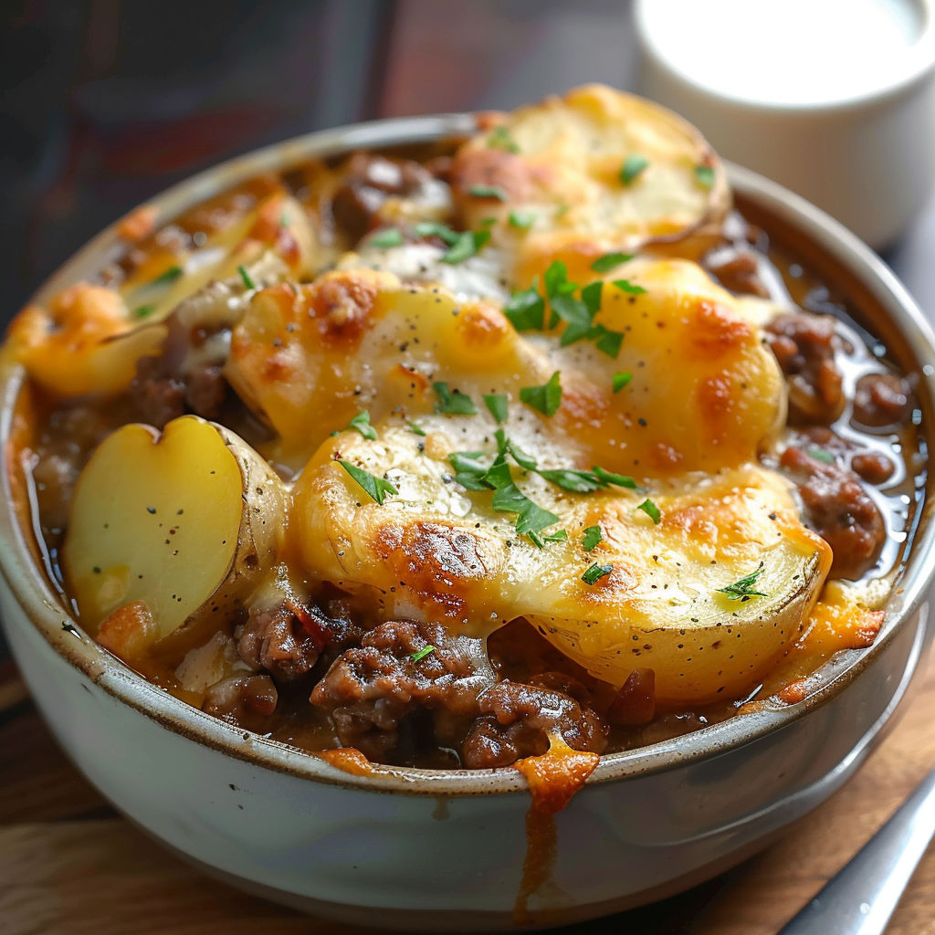 A crockpot hamburger potato casserole.