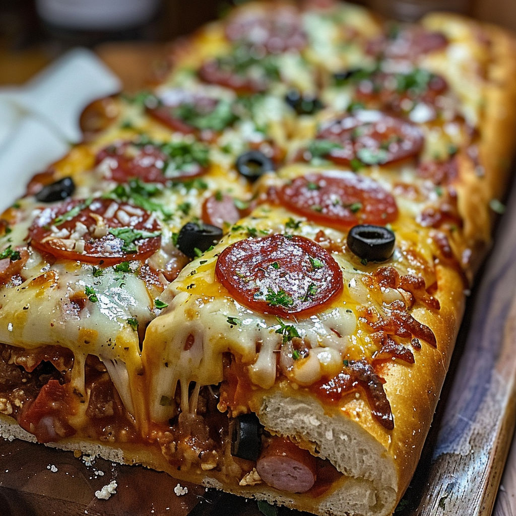 A cheesy pizza with pepperoni and olives.