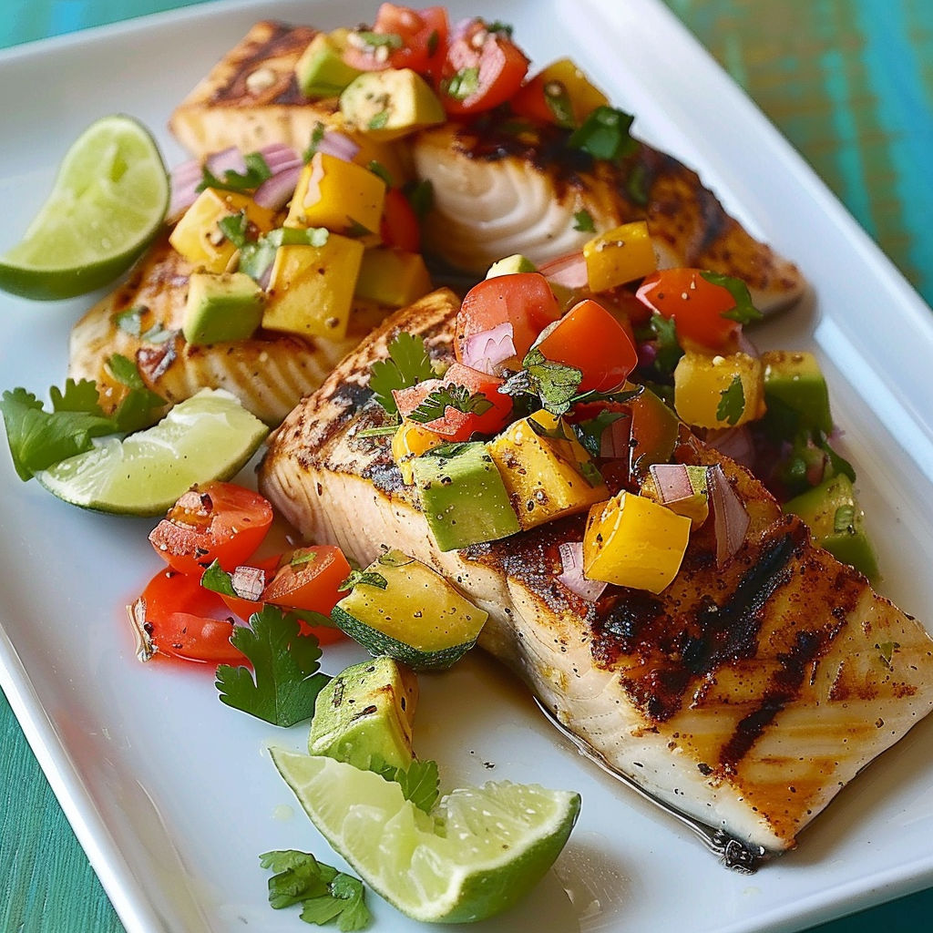 A plate of food with fish and vegetables.