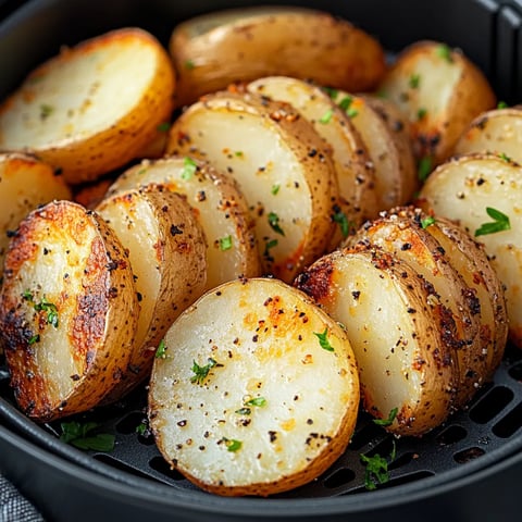 Crispy and golden air fryer sliced potatoes, a quick and easy side dish for any meal.