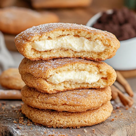 Sweet and creamy churro cheesecake cookies with a cinnamon sugar coating for a delightful treat.