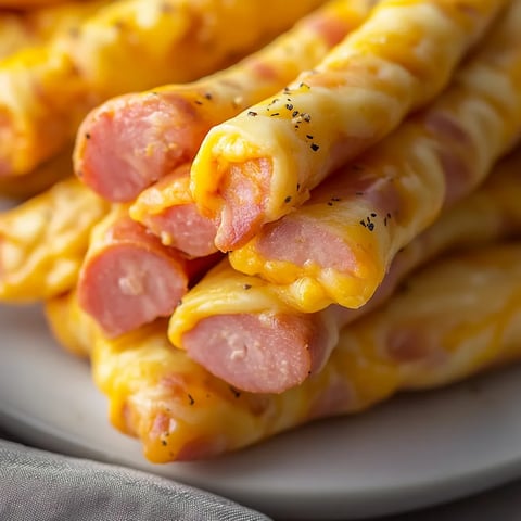 Golden ham and cheese sticks, a quick and savory snack perfect for on-the-go bites.