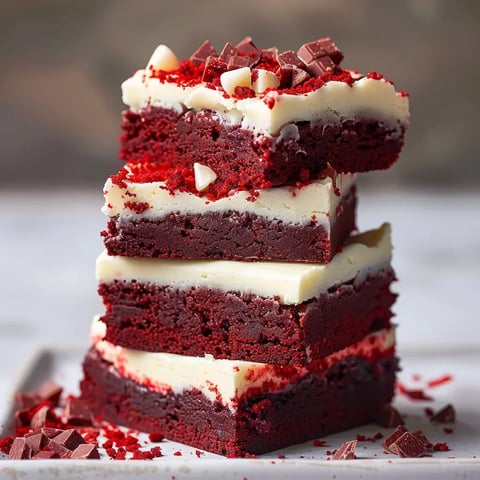 Fudgy red velvet brownies with a vibrant color and rich chocolate flavor.