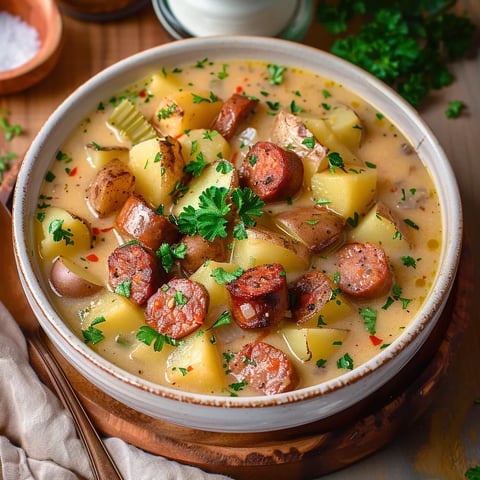 Rich and creamy Cajun potato soup, packed with bold spices and comforting flavors.