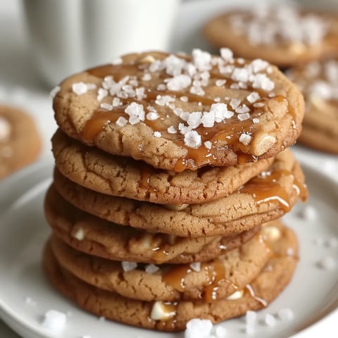 Soft and chewy salted caramel cookies, a perfect balance of sweet and salty flavors.