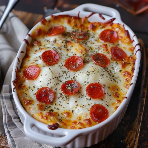 A white bowl filled with a delicious pizza dish.