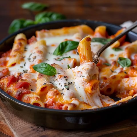 A bowl of pasta with cheese and spinach.