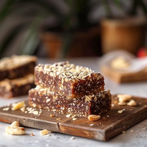 A wooden cutting board with a delicious dessert on it.