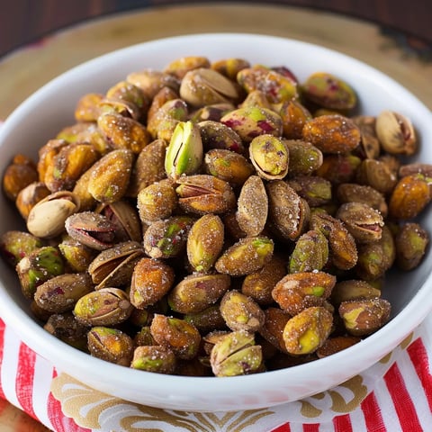 A bowl full of almonds on a table.