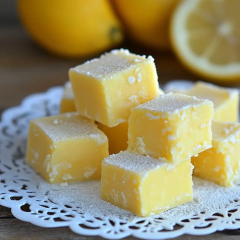 A plate of lemon squares with a lemon wedge on the side.