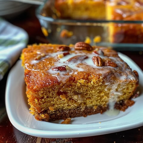 A piece of cake with nuts on top is placed on a white plate.