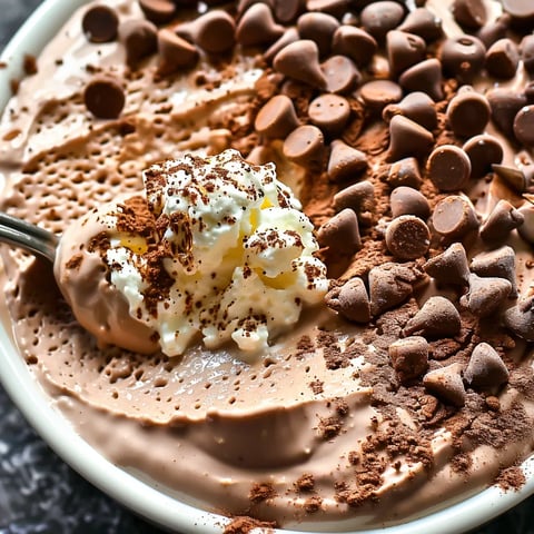 A bowl of chocolate ice cream with chocolate chips on top.