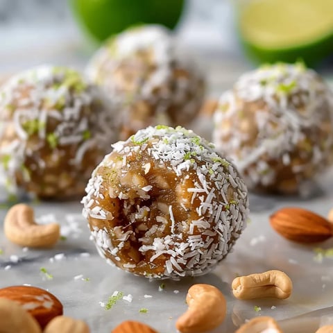 A plate of food with nuts and a lime wedge.