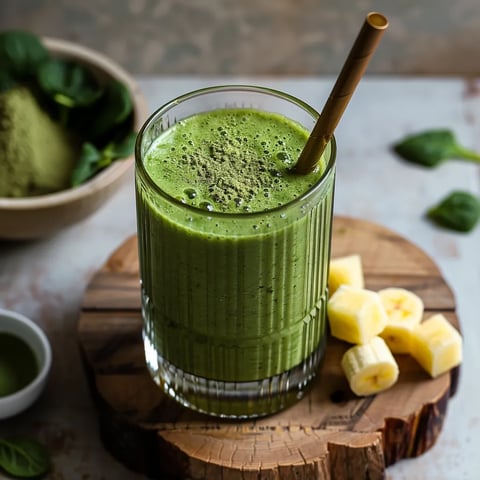 A glass of green smoothie with a straw in it.