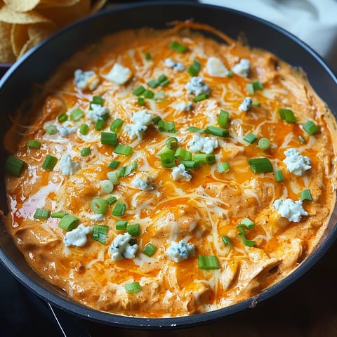 A bowl of cheese and bacon soup with green onions on top.