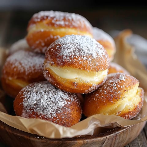 A bowl full of powdered donuts.