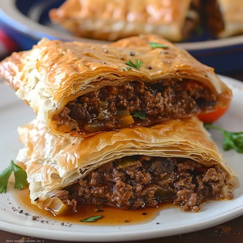 A white plate with two meat and vegetable filled pastries on it.