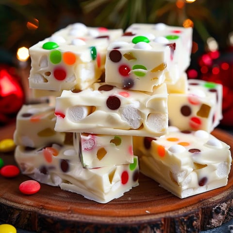 A stack of candy bars on a table.