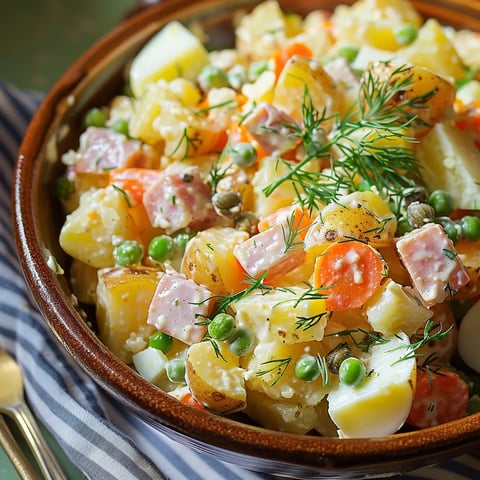 A bowl of food with eggs, potatoes, and peas.