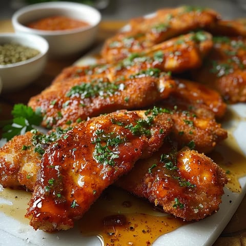A plate of chicken wings with sauce.