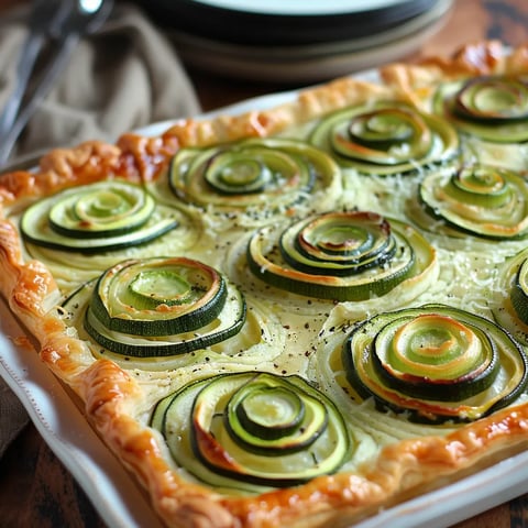 A plate of food with a zucchini pie.