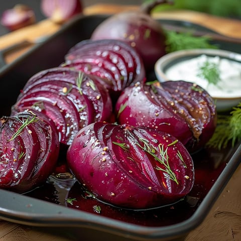 A bowl of beets with a dollop of sour cream.