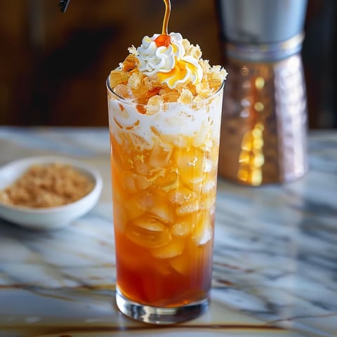 A glass of orange juice with a spoon in it.