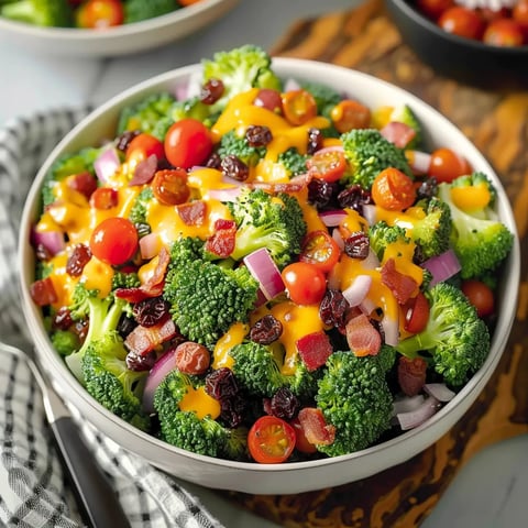 A bowl of broccoli with cheese and tomatoes.