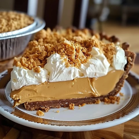 A slice of pie with white whipped cream on top.