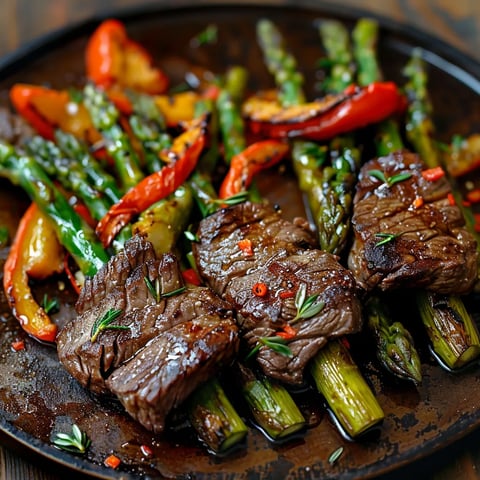 A plate of meat and vegetables.