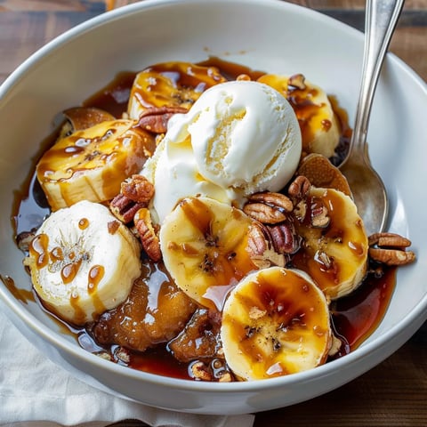 A bowl of bananas and ice cream.