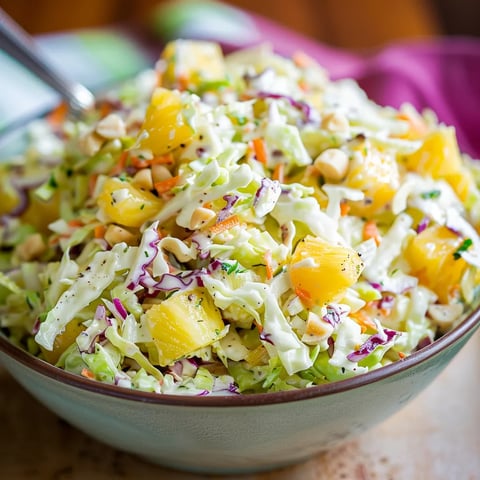 A bowl of coleslaw with a fork in it.