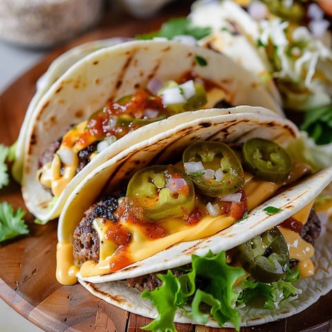 A plate of tacos with meat and jalapenos.