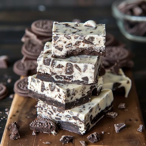 A stack of chocolate and vanilla ice cream bars.