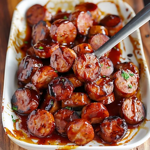 A plate of sausage with sauce on it.