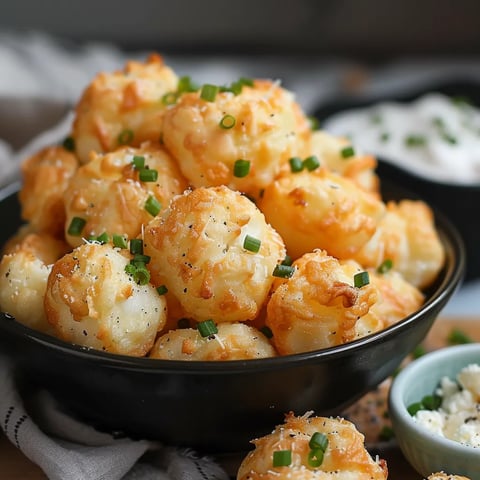 A bowl of cheese and herb balls.