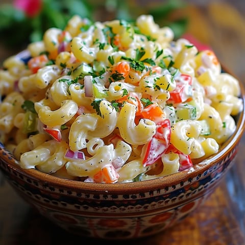 A bowl of macaroni and cheese with vegetables.