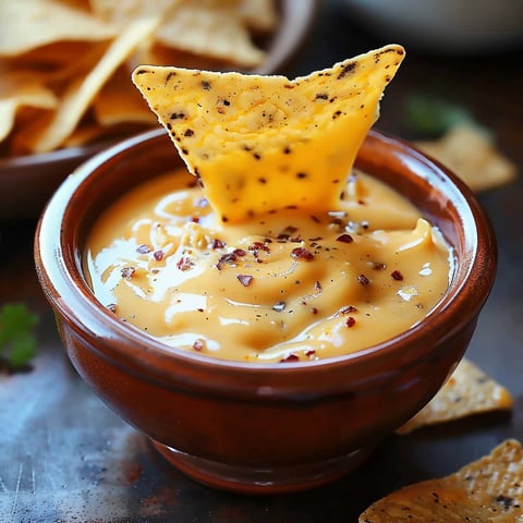 A bowl of salsa with a tortilla chip sticking out.