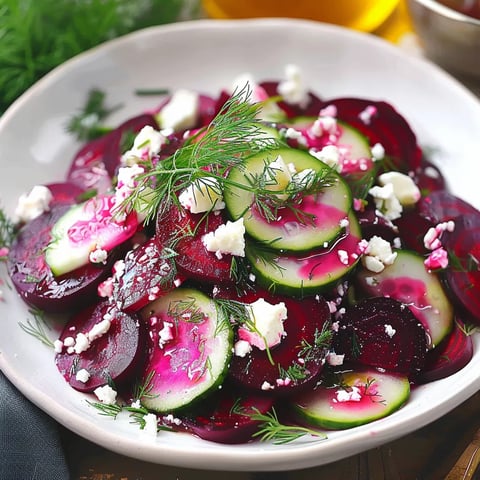 A plate of food with cucumbers and feta cheese.