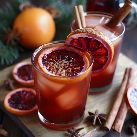 Two glasses of witches brew with orange slices.