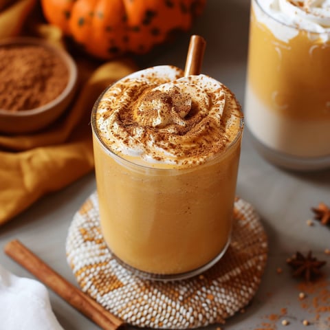 A glass of pumpkin spice milk with a spoon in it.
