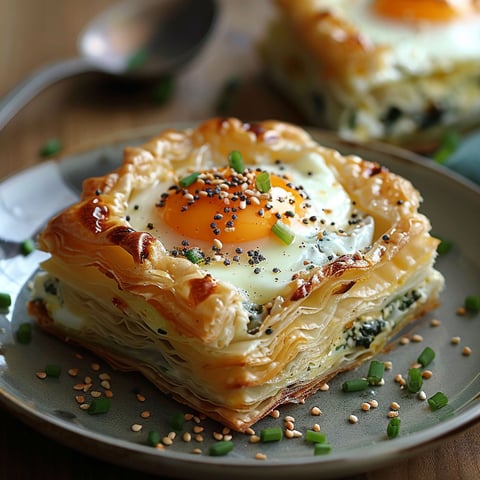 A baked egg in a pastry.