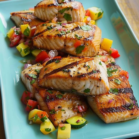 Grilled Mahi Mahi with a Salsa of Summer Squash.